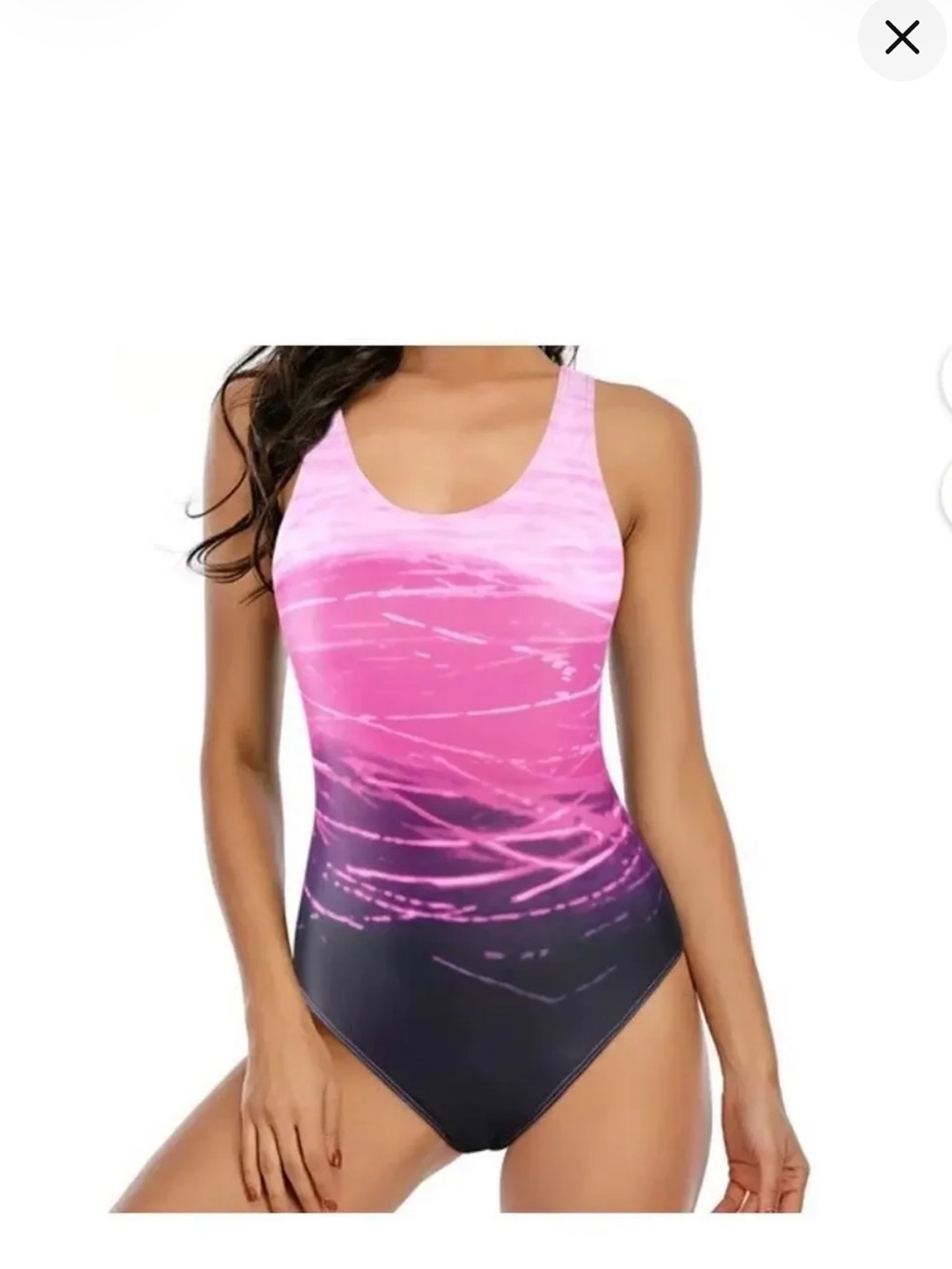 Pink Purple Black Ombré One Piece Swimsuit Criss Cross Back M NWOT